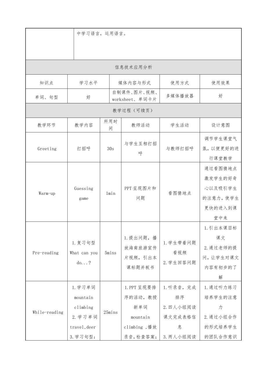 教科版（广州）五下Module 2 Plans-Unit 4 Have a good time in Hainan-Let's read-教案、教学设计--(配套课件编号：e0743).doc_第2页