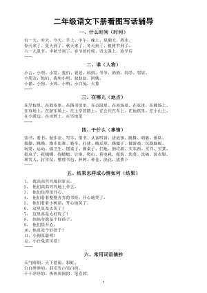 小学语文部编版二年级下册看图写话七大常用词语句式汇总.doc