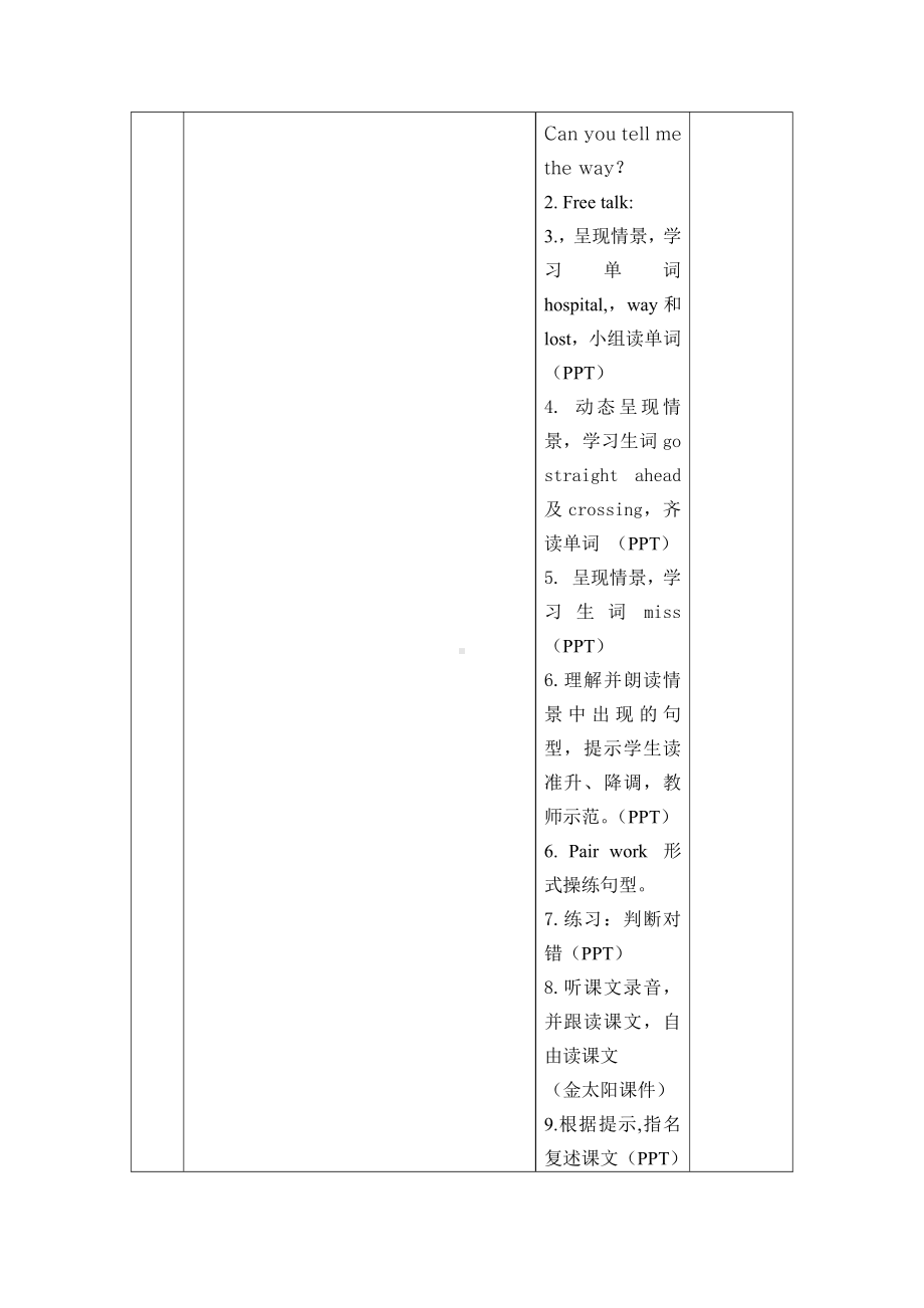 教科版（广州）五下Module 6 Directions-Unit 11 Can you tell me the way -教案、教学设计--(配套课件编号：b1aa6).docx_第3页