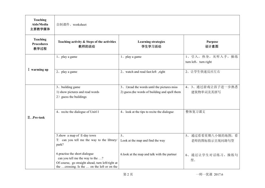 教科版（广州）五下Module 6 Directions-Unit 11 Can you tell me the way -Fun with language-教案、教学设计--(配套课件编号：22eff).doc_第2页