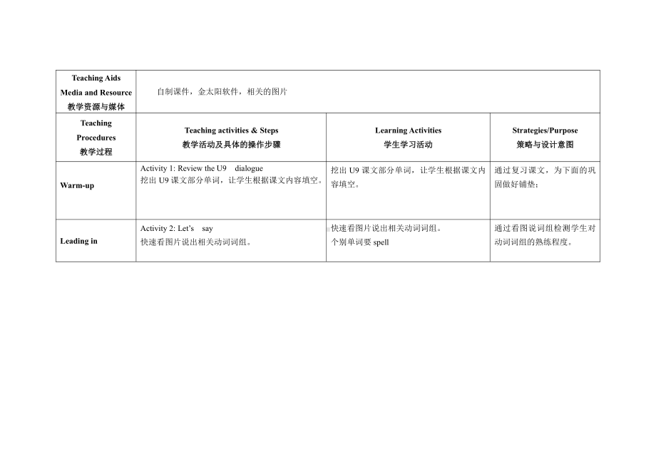 教科版（广州）五下Module 5 Safety-Unit 9 Be careful!-Fun with language-教案、教学设计--(配套课件编号：5056f).doc_第2页