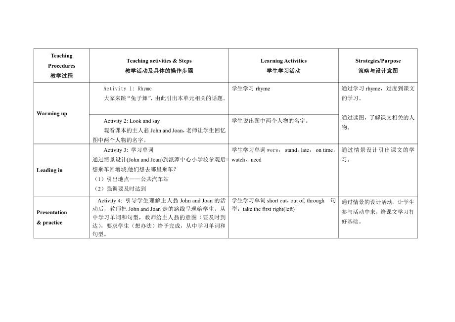 教科版（广州）五下Module 6 Directions-Unit 12 I know a short cut-Let's read-教案、教学设计--(配套课件编号：b0bc0).doc_第2页