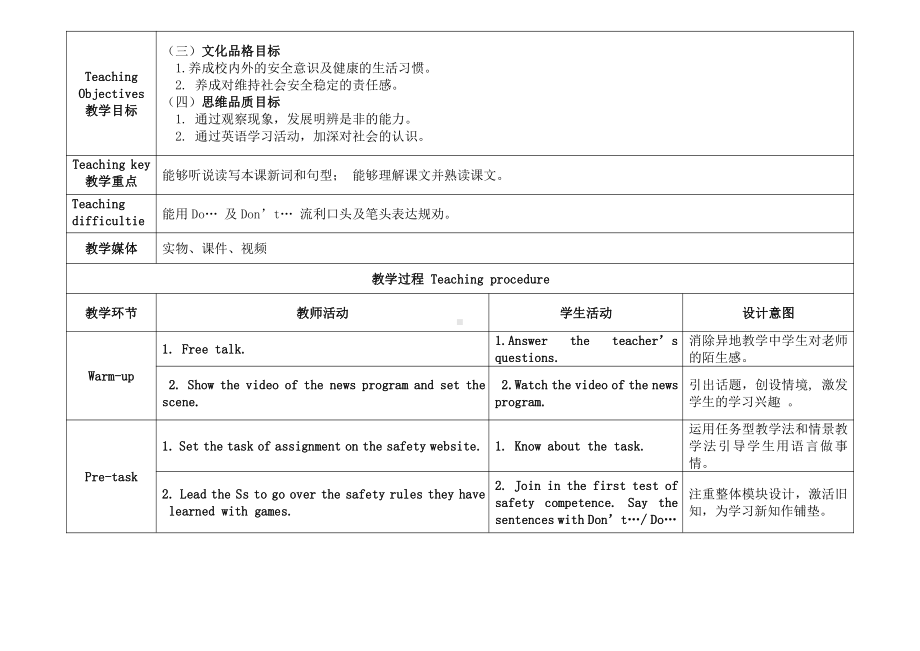 教科版（广州）五下Module 5 Safety-Unit 10 How to stay safe-Let's read-教案、教学设计--(配套课件编号：b13c7).docx_第2页