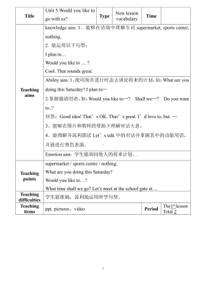 教科版（广州）五下Module 3 Invitations-Unit 5 Would you like to go with us -Let's talk-教案、教学设计--(配套课件编号：c07b9).docx