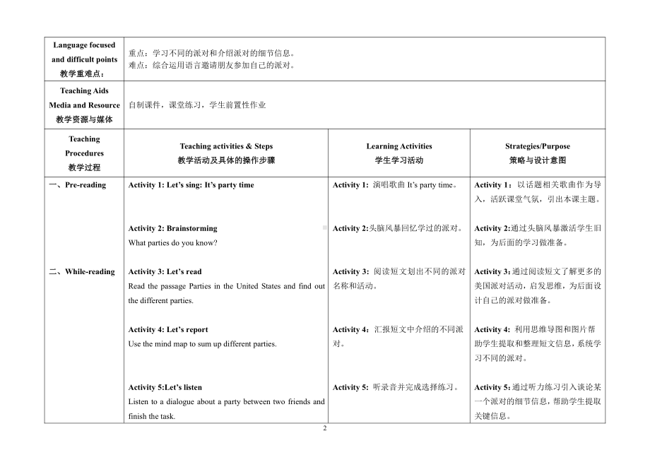 教科版（广州）五下Module 3 Invitations-Unit 6 See you at the party-Did you know& Self-assessment-教案、教学设计--(配套课件编号：50230).doc_第2页