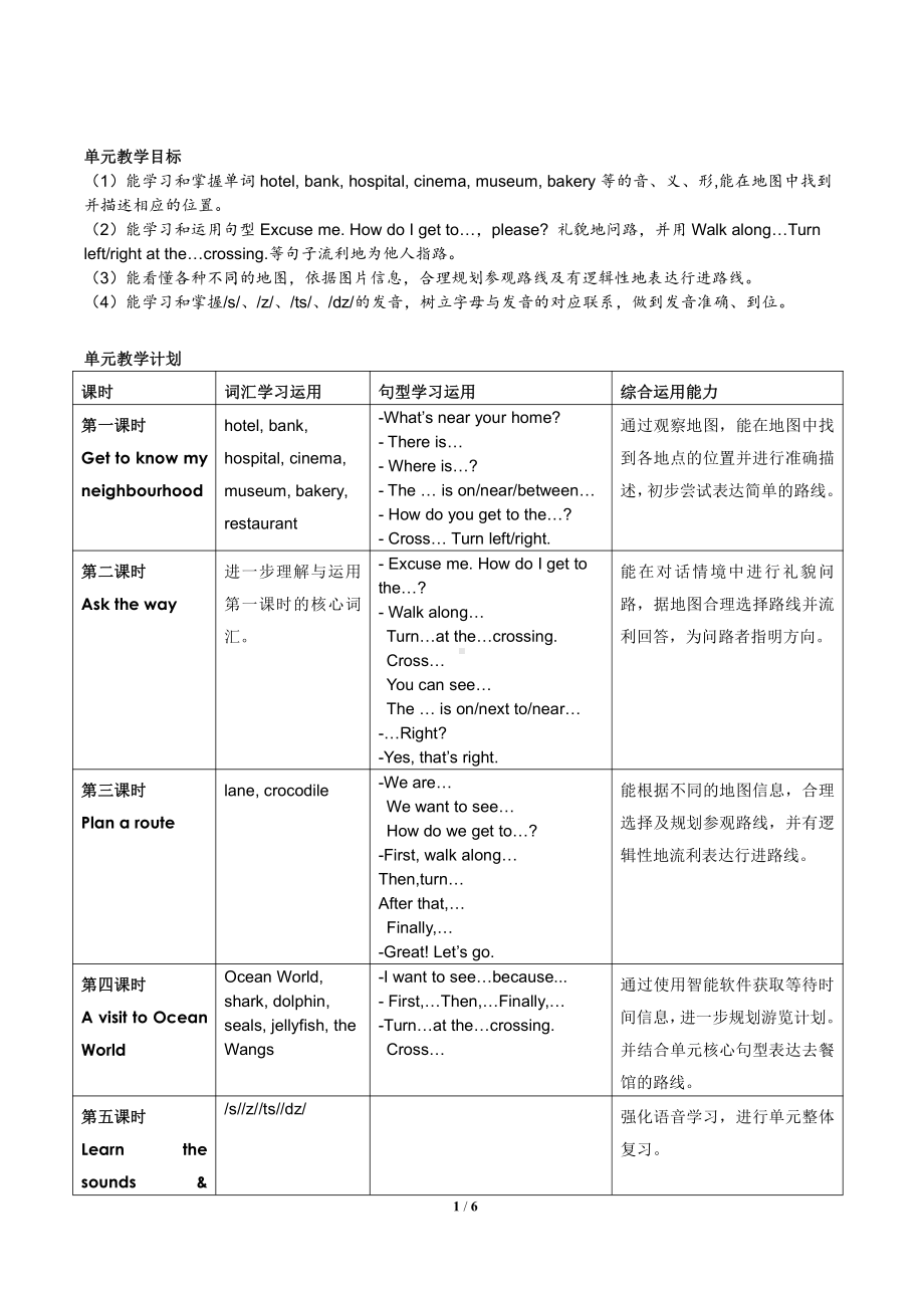 教科版（广州）五下Module 6 Directions-Unit 12 I know a short cut-Let's read-教案、教学设计--(配套课件编号：10299).docx_第1页