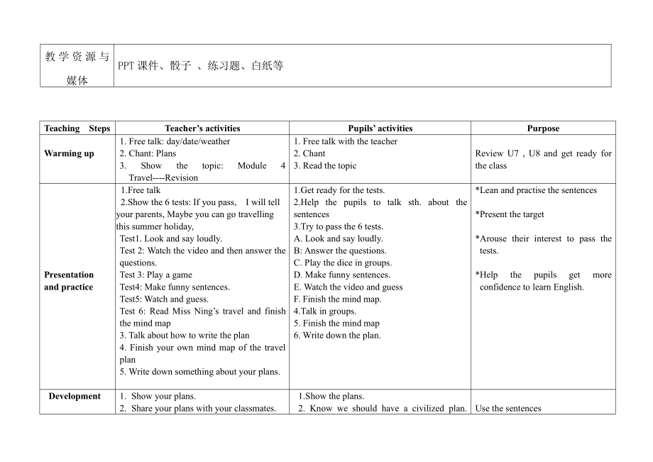 教科版（广州）五下Module 4 Travel-Unit 8 Ben’s first trip to Beijing-Did you know& Self-assessment-教案、教学设计--(配套课件编号：a0669).doc_第3页