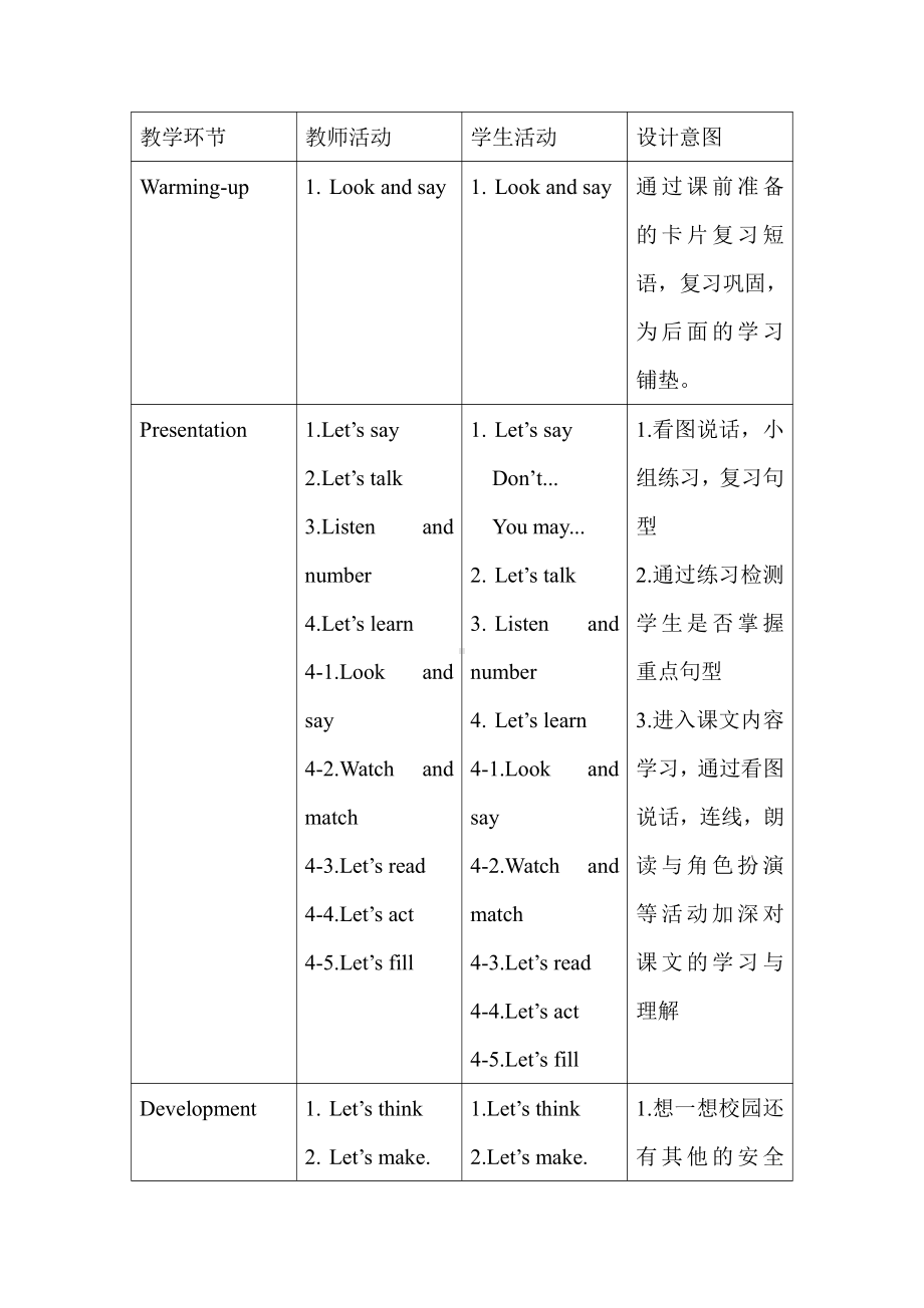 教科版（广州）五下Module 5 Safety-Unit 9 Be careful!-Let's talk-教案、教学设计-公开课-(配套课件编号：b05fa).doc_第2页