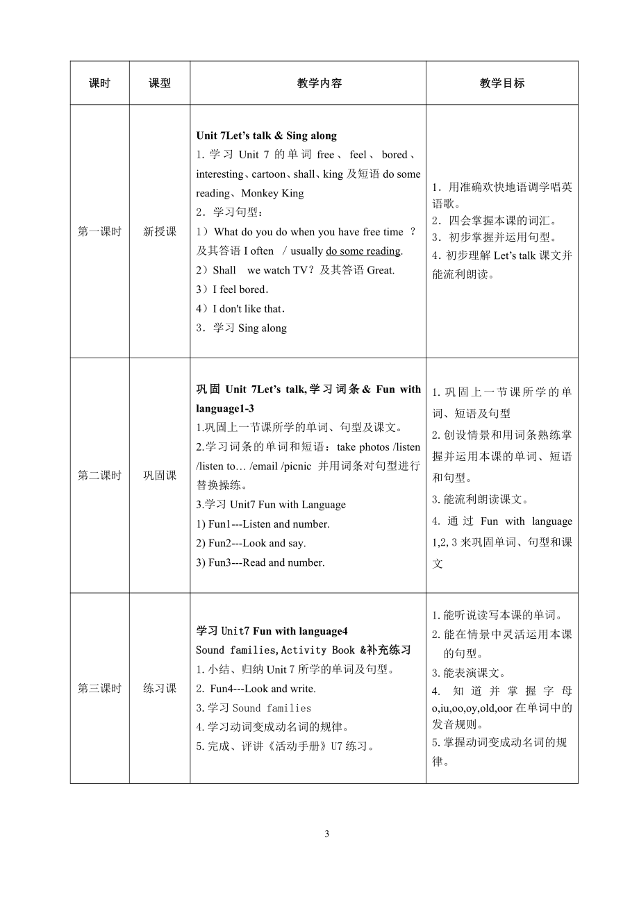 教科版四下-Module 4 Activities-Unit 7 What do you do when you have free time -教案、教学设计--(配套课件编号：c30db).docx_第3页