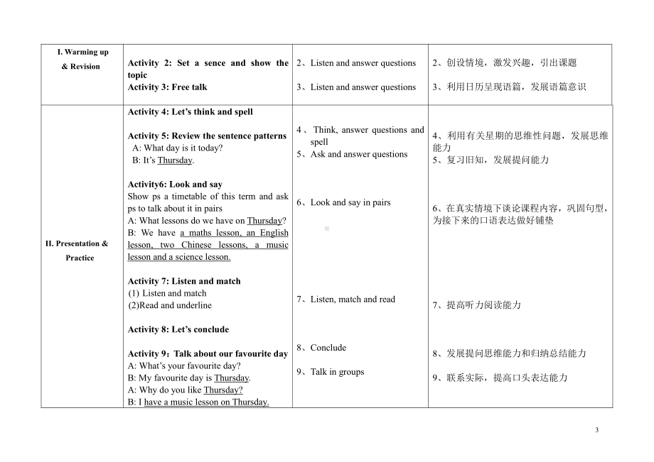 教科版四下-Module 3 Days of the week-Unit 5 What day is today -Fun with language-教案、教学设计--(配套课件编号：f011e).doc_第3页