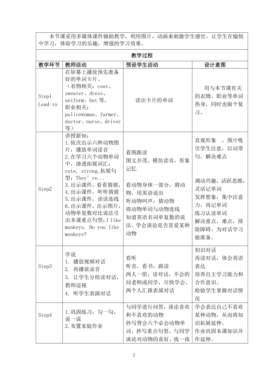 教科版四下-Module 1 People-Unit 1 He looks like a cook-Let's talk-教案、教学设计--(配套课件编号：c0bc5).doc_第2页