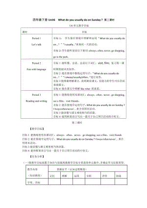 教科版四下-Module 3 Days of the week-Unit 6 What do you usually do on Sunday -Fun with language-教案、教学设计-市级优课-(配套课件编号：e05da).doc