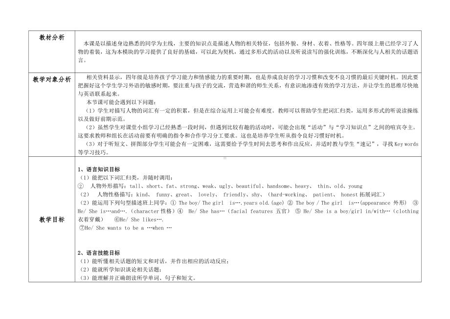 教科版四下-Module 1 People-Unit 2 Unit 2 She is very kind-Did you know& Self-assessment-教案、教学设计--(配套课件编号：c0146).doc_第1页