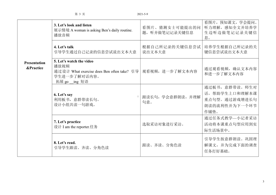 教科版四下-Module 2 Daily routine-Unit 4 When do you have class -Let's talk-教案、教学设计-部级优课-(配套课件编号：f27df).doc_第3页