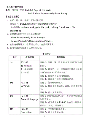 教科版四下-Module 3 Days of the week-Unit 6 What do you usually do on Sunday -Let's talk-教案、教学设计-公开课-(配套课件编号：80530).docx