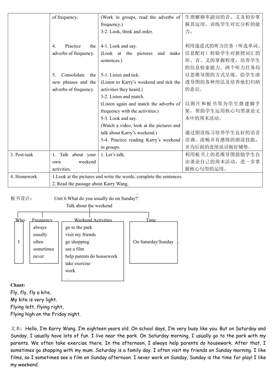 教科版四下-Module 3 Days of the week-Unit 6 What do you usually do on Sunday -Let's talk-教案、教学设计-公开课-(配套课件编号：1353d).doc_第2页