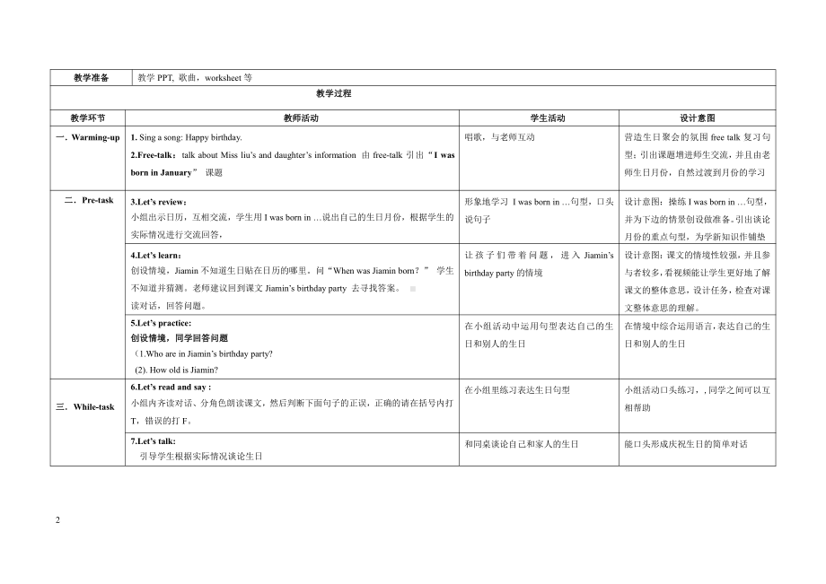 教科版四下-Module 6 Celebrations-Unit 11 I was born in January-Fun with language-教案、教学设计--(配套课件编号：d09bf).doc_第2页