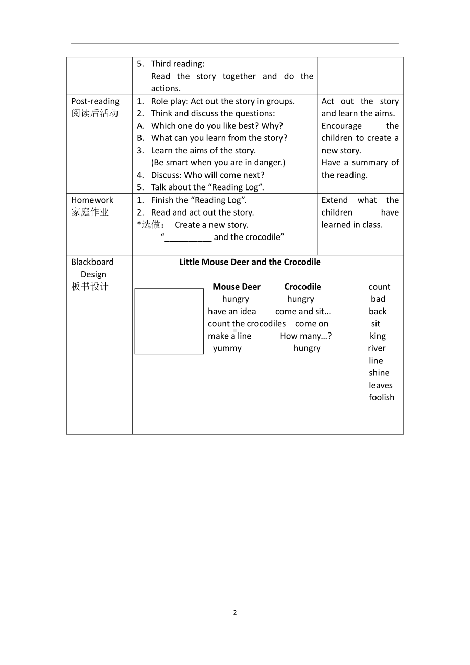 教科版四下-Module 2 Daily routine-Unit 4 When do you have class -Story time-教案、教学设计-市级优课-(配套课件编号：905d0).doc_第2页