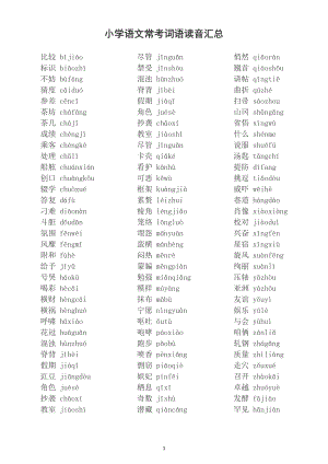 小学语文常考《词语注音》汇总和最易读错字音汇总（共50个）.docx