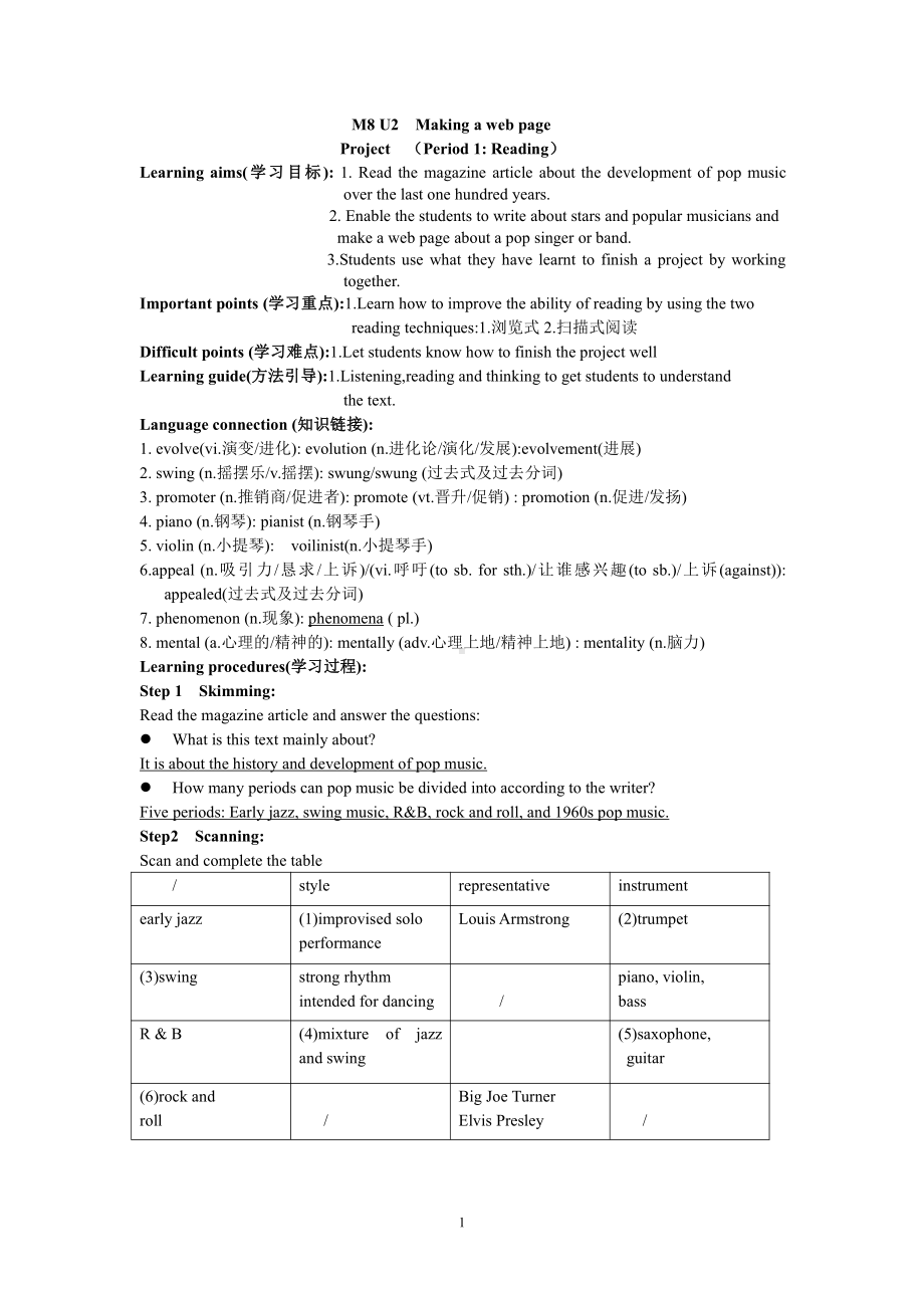 人教版（新起点）六下英语Unit 2 All Around Me-Project Time-教案、教学设计--(配套课件编号：63403).doc_第1页