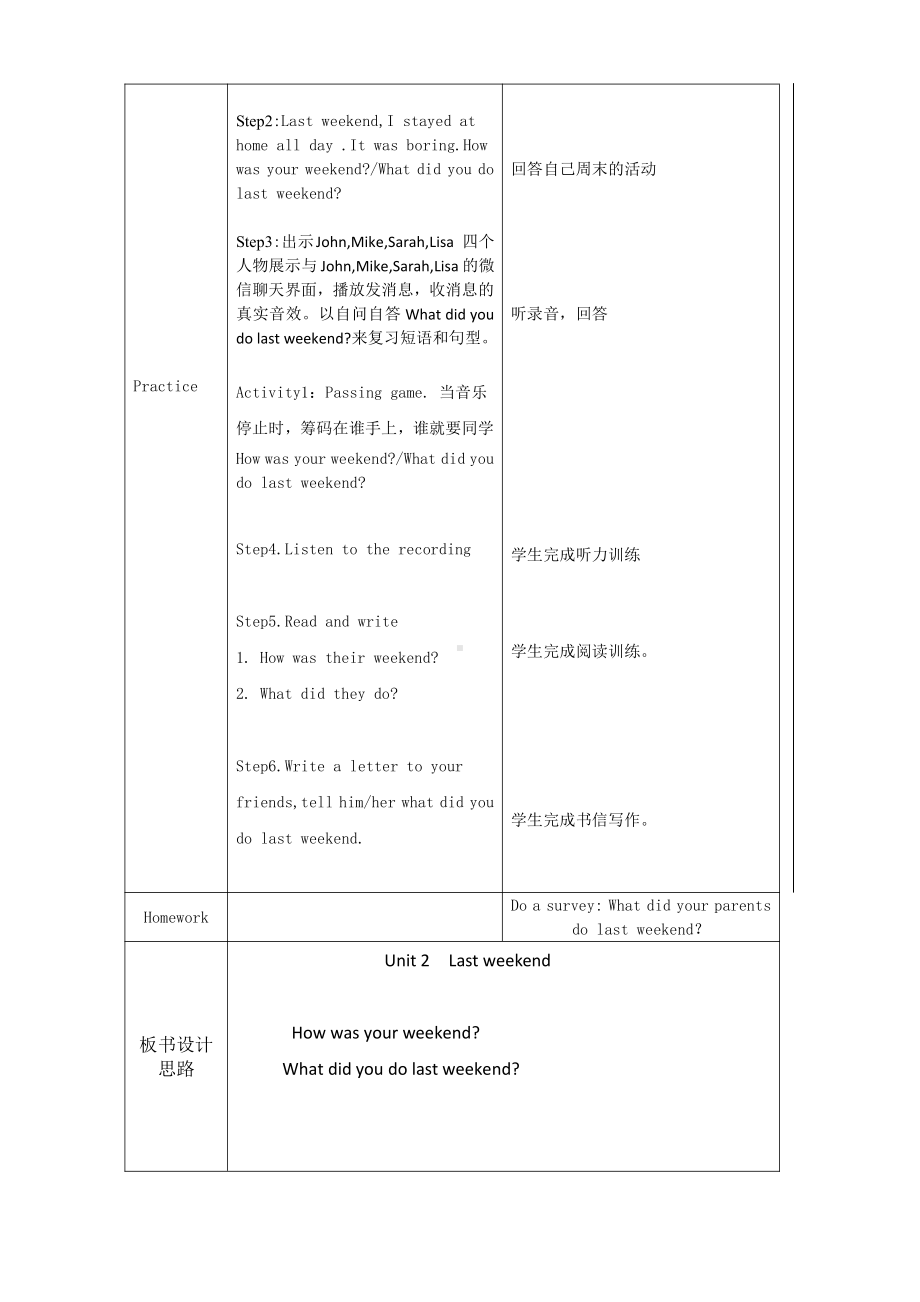 人教版（新起点）五年级下册Unit 4 Last Weekend-Lesson 3-教案、教学设计--(配套课件编号：a00b6).docx_第2页