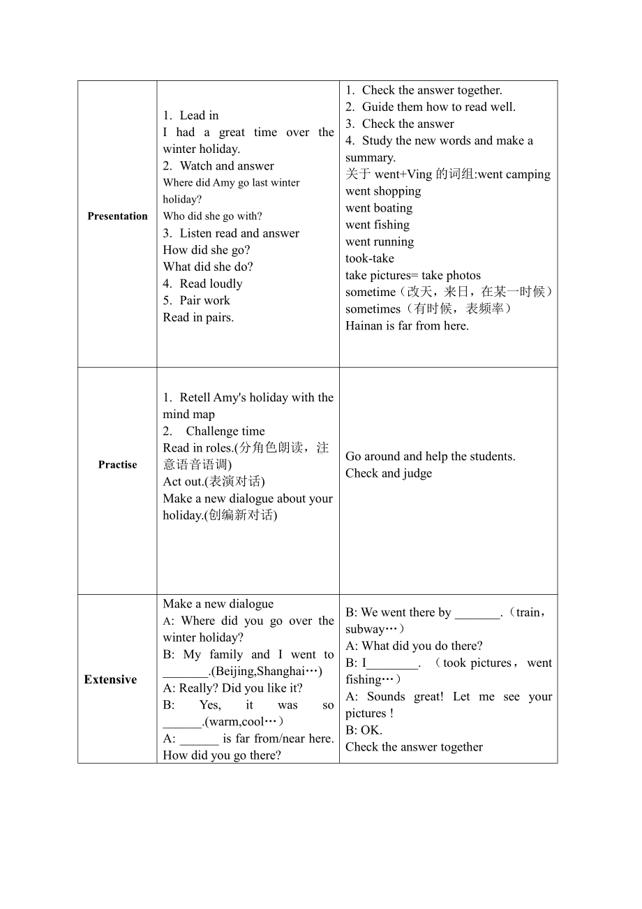 人教版（新起点）六下英语Unit 6 Summer Vacation-Lesson 1-教案、教学设计--(配套课件编号：00018).doc_第2页