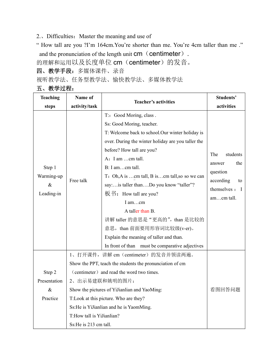 人教版（新起点）六下英语Unit 1 Visiting Canada-Lesson 1-教案、教学设计--(配套课件编号：e187e).doc_第2页