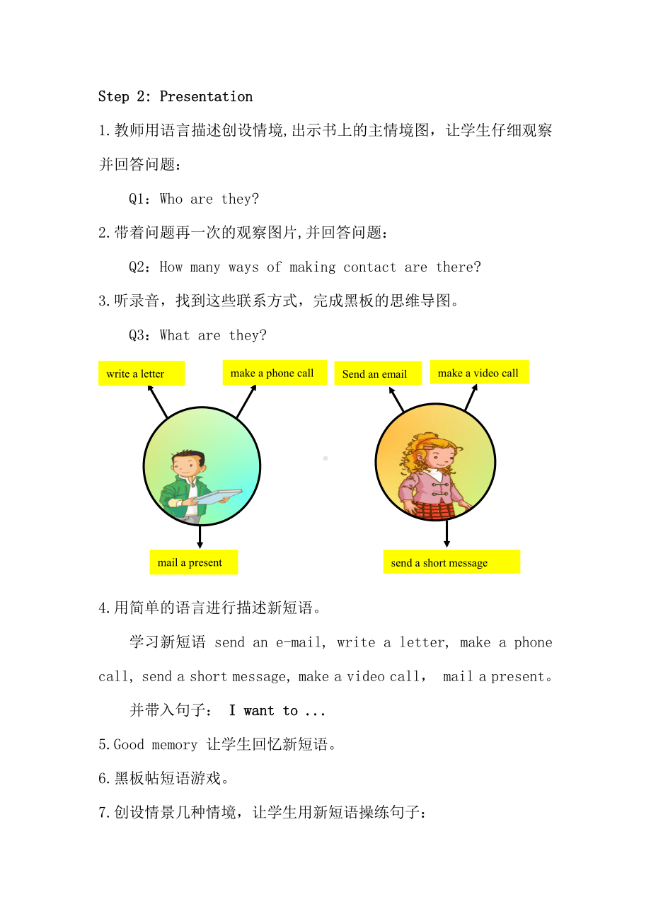 人教版（新起点）五年级下册Unit 3 Making Contact-Lesson 1-教案、教学设计--(配套课件编号：007a3).doc_第2页