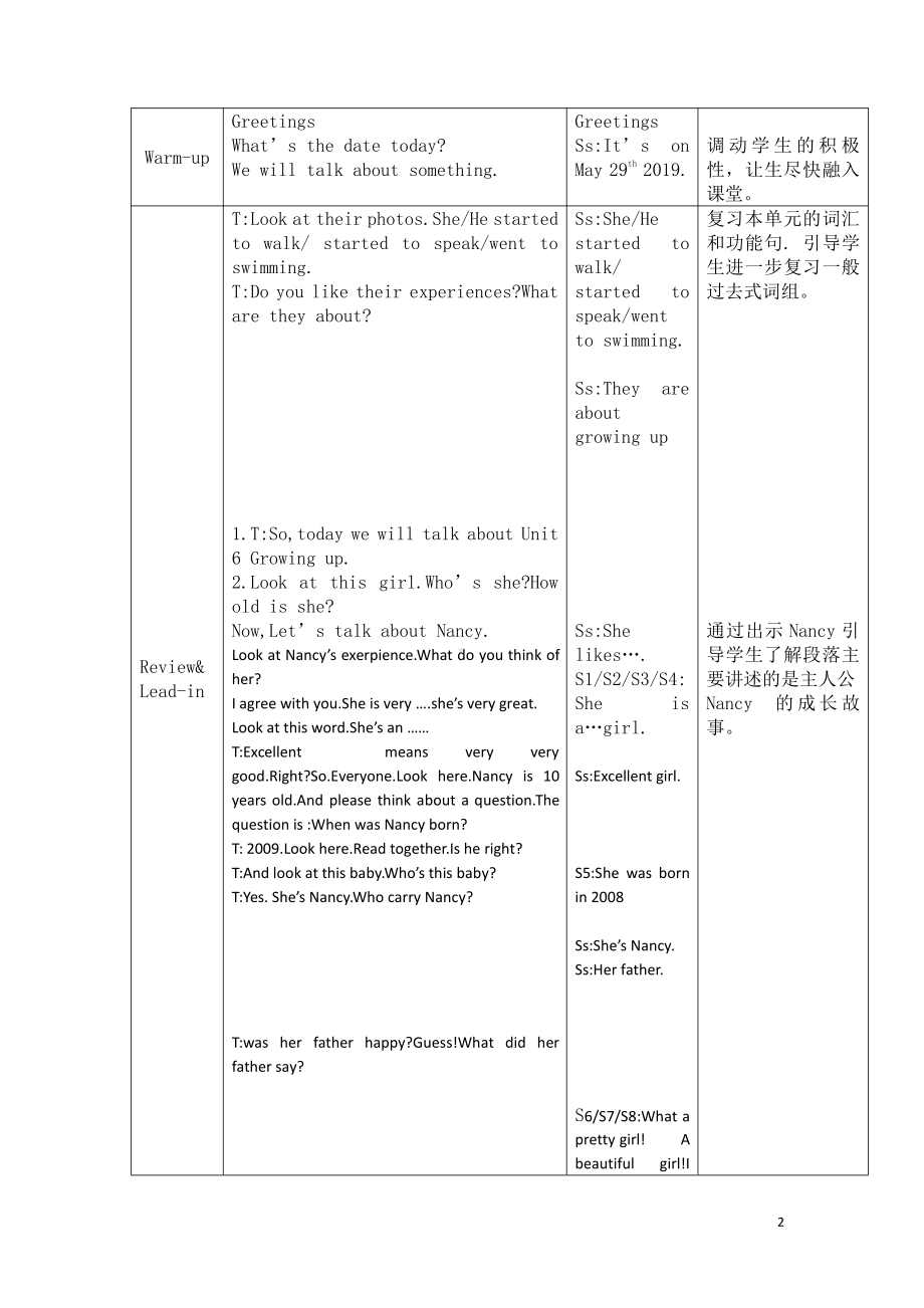 人教版（新起点）五年级下册Unit 6 Growing Up-Lesson 3-教案、教学设计--(配套课件编号：f02f7).doc_第2页