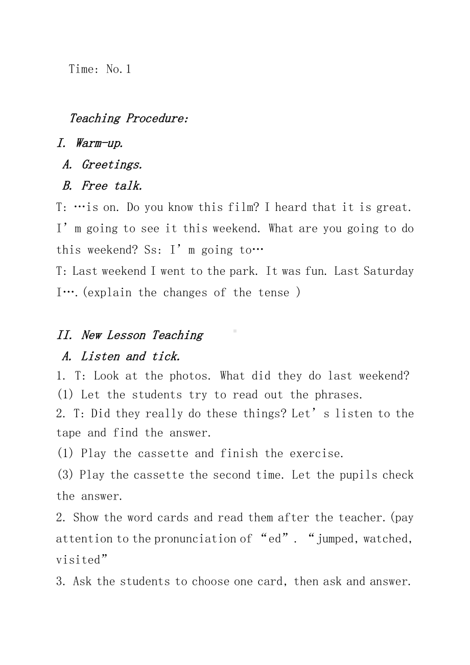 人教版（新起点）五年级下册Unit 4 Last Weekend-Lesson 1-教案、教学设计-市级优课-(配套课件编号：20f90).doc_第2页