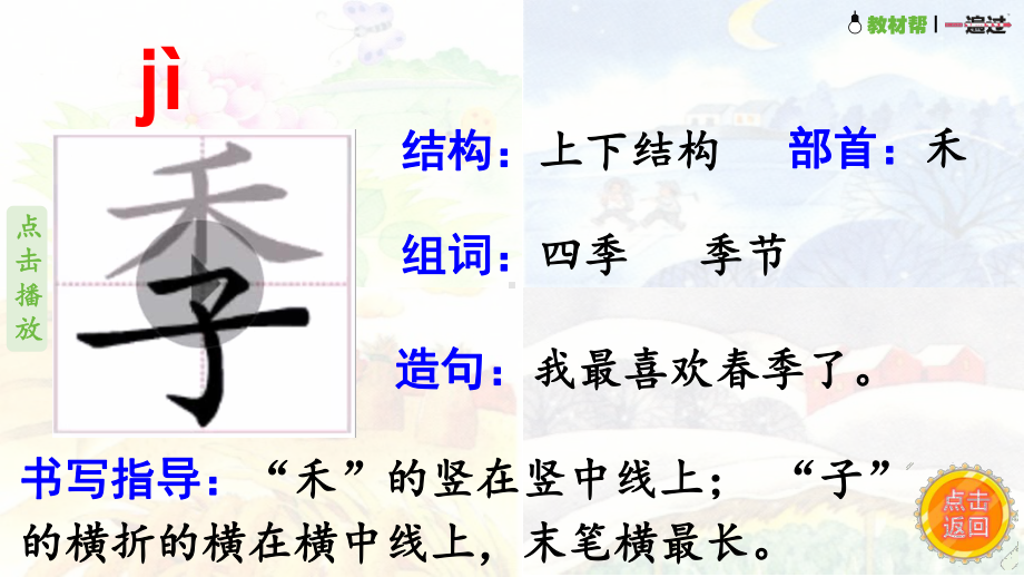 （二年级下册语文 生字笔顺结构组词造句书写指导 课件）识字4.田家四季歌.pptx_第3页