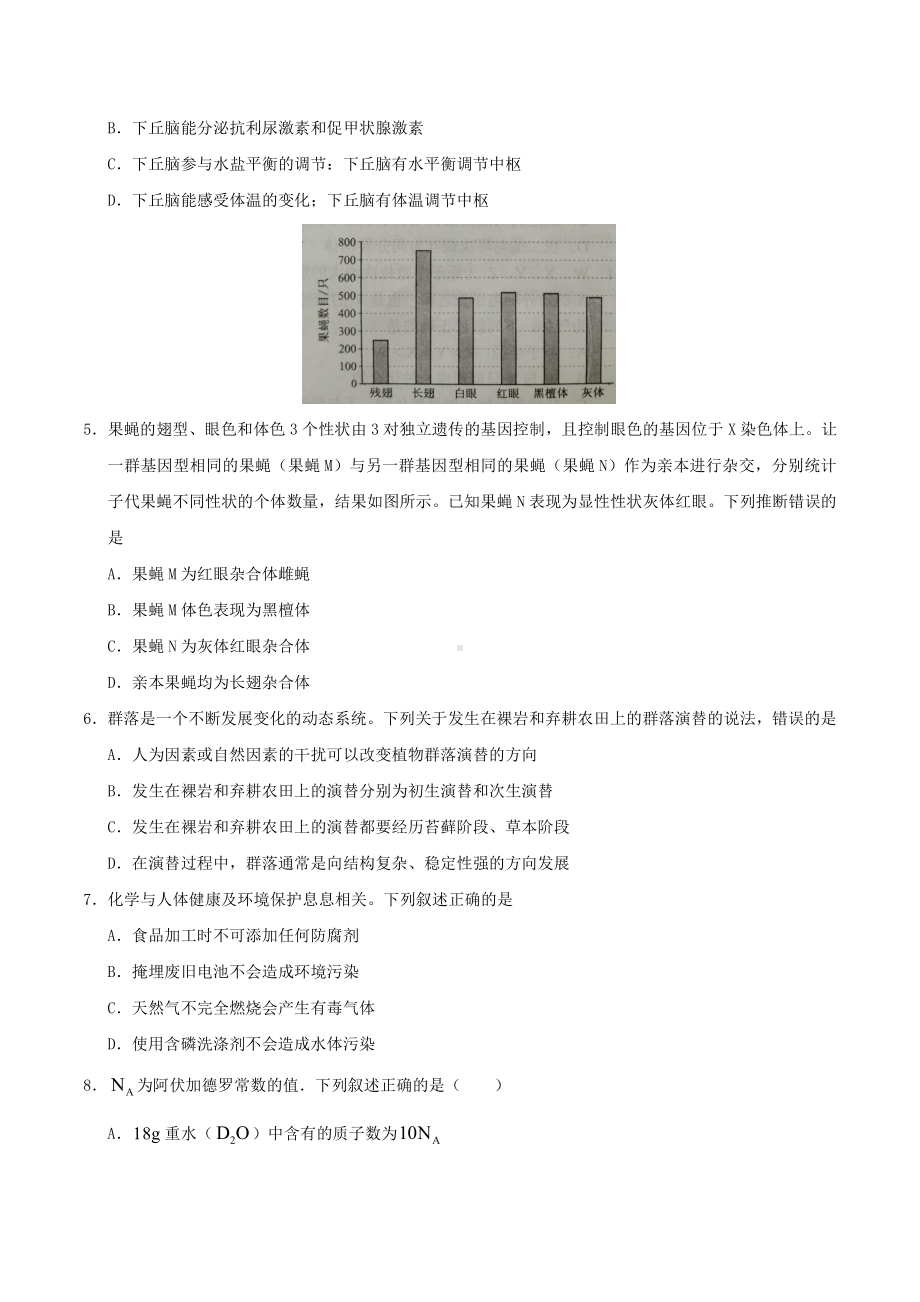 2021年全国甲卷理综高考真题原卷版（word档精较版）.docx_第2页