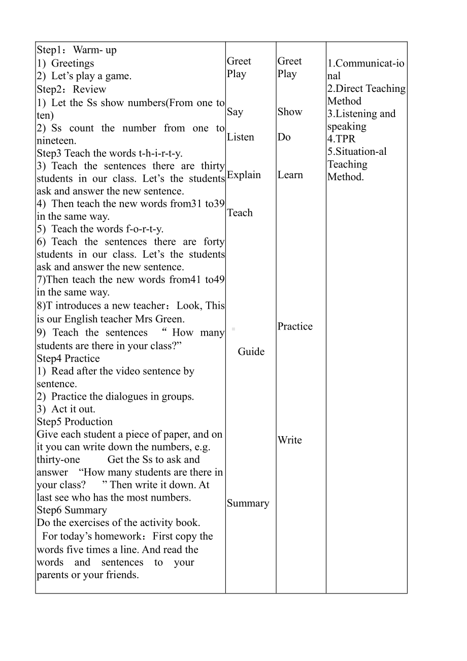 人教精通版四下Unit 2 There are forty students in our class.-Lesson 8-教案、教学设计--(配套课件编号：80877).doc_第2页