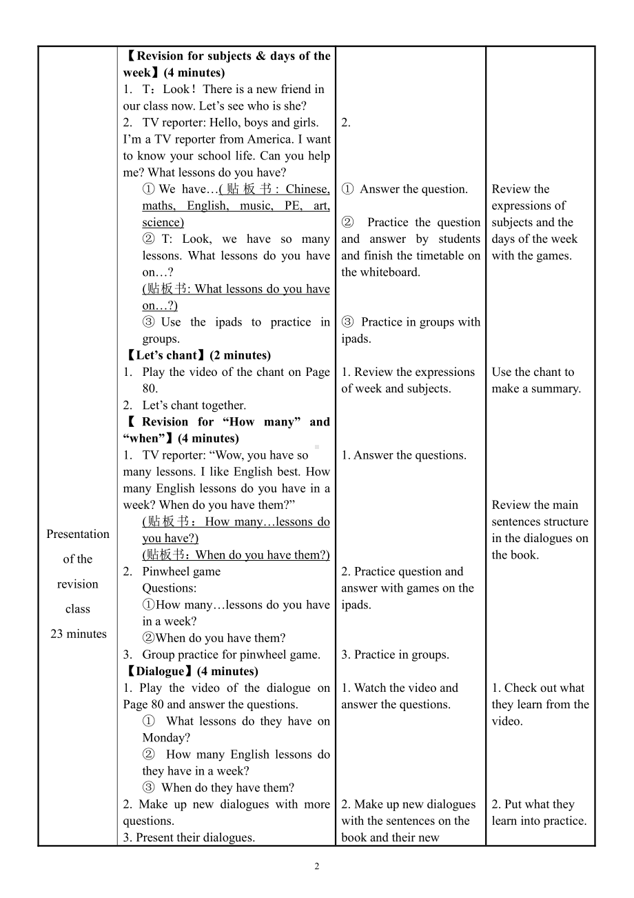 人教精通版四下Fun Time 2-Fun time 2 Recycle 1-教案、教学设计--(配套课件编号：609c1).doc_第2页