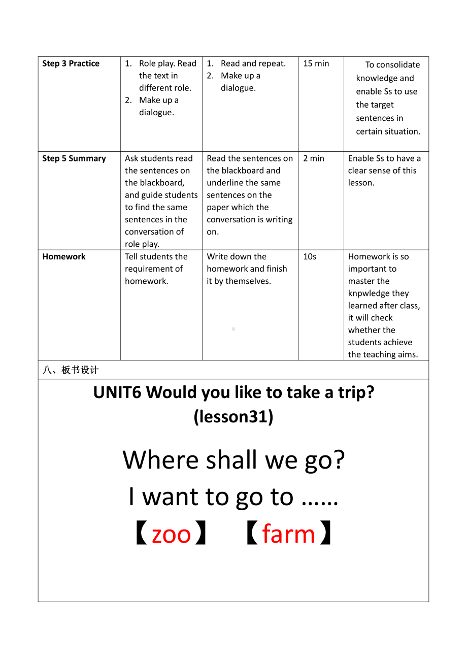 人教精通版四下Unit 6 Would you like to take a trip -Lesson 31-教案、教学设计--(配套课件编号：a0053).doc_第3页