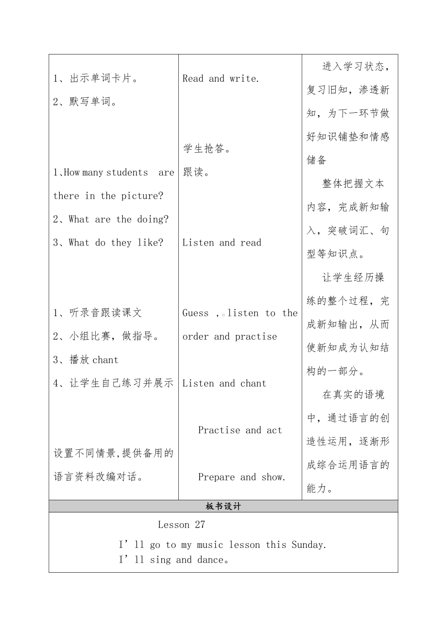 人教精通版四下Unit 5 What will you do this weekend -Lesson 27-教案、教学设计--(配套课件编号：d0336).docx_第2页