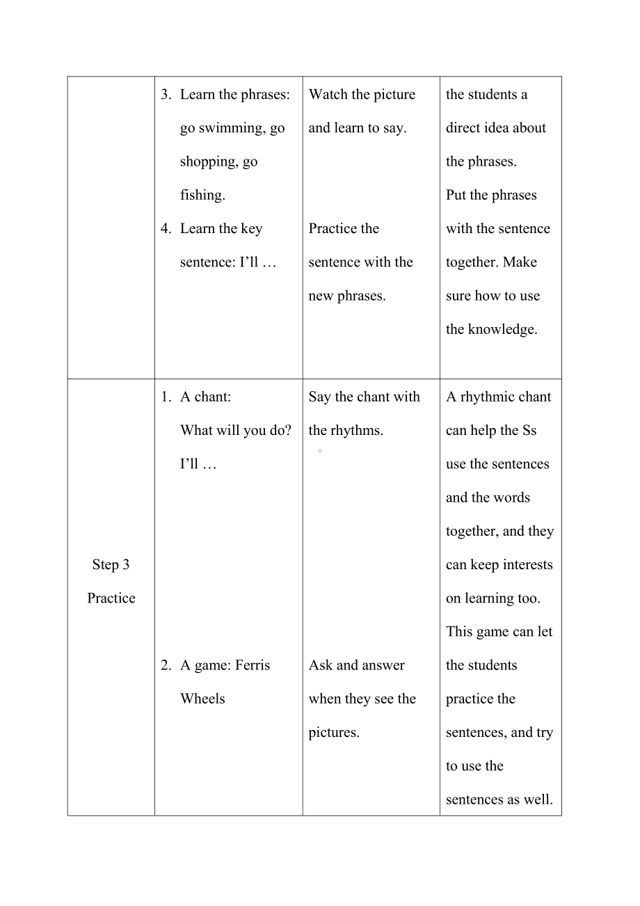 人教精通版四下Unit 5 What will you do this weekend -Lesson 29-教案、教学设计-公开课-(配套课件编号：90e1b).doc_第3页