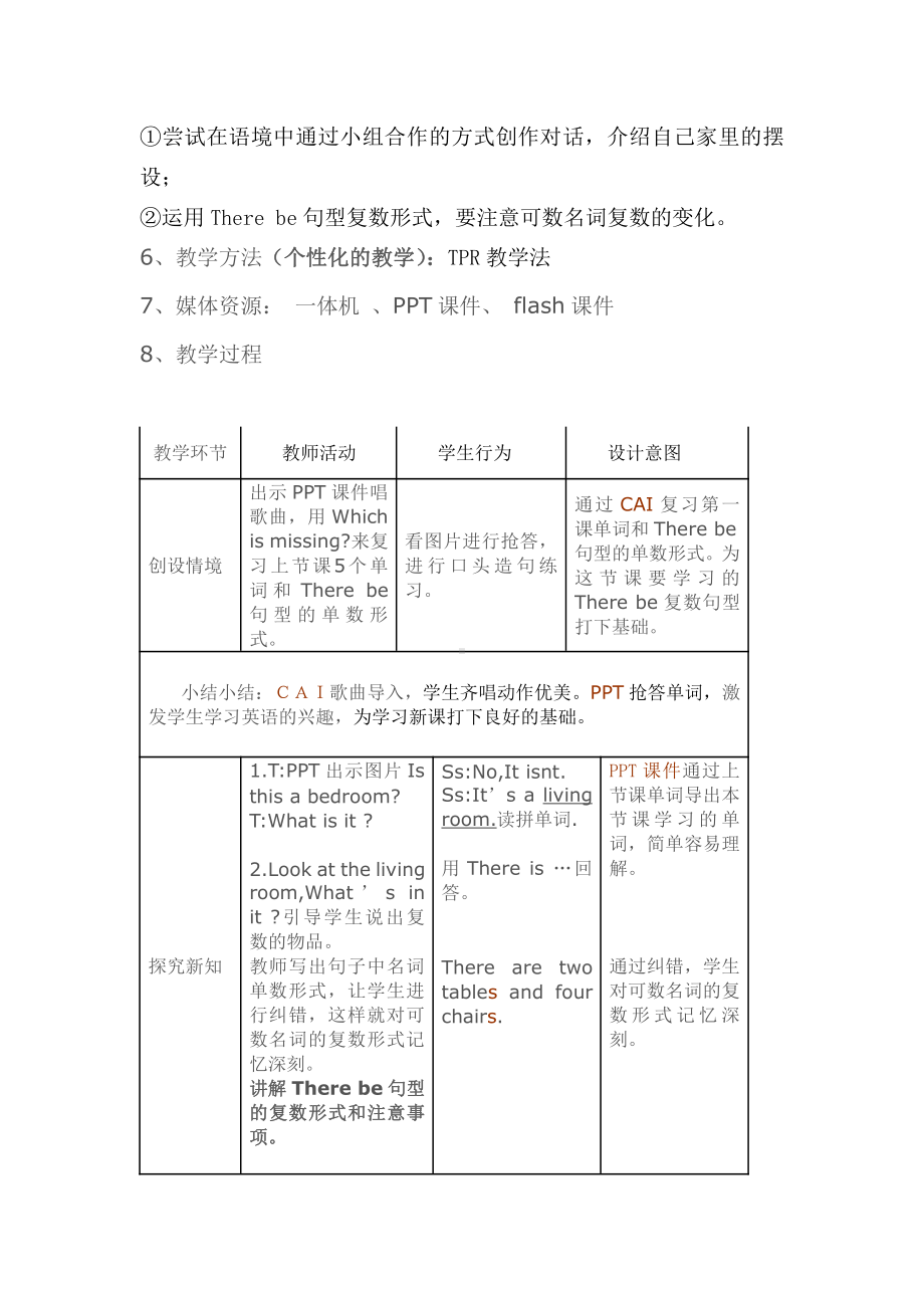 人教精通版四下Unit 1 Welcome to my new home!-Lesson 2-教案、教学设计-市级优课-(配套课件编号：f018f).doc_第3页