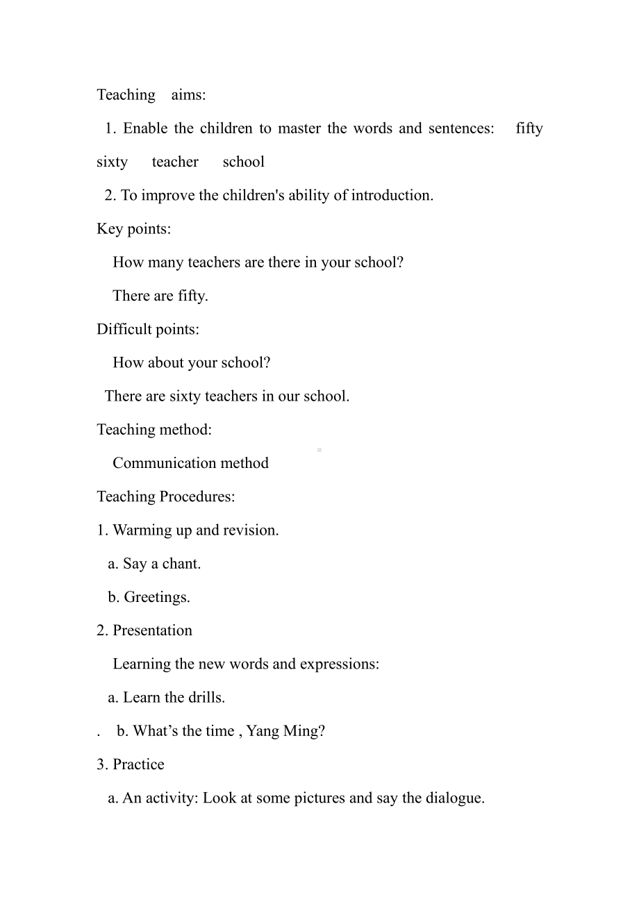 人教精通版四下Unit 2 There are forty students in our class.-Lesson 9-教案、教学设计--(配套课件编号：84683).docx_第1页