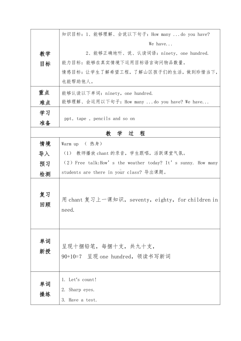 人教精通版四下Unit 2 There are forty students in our class.-Lesson 11-教案、教学设计-公开课-(配套课件编号：d00ec).docx_第1页