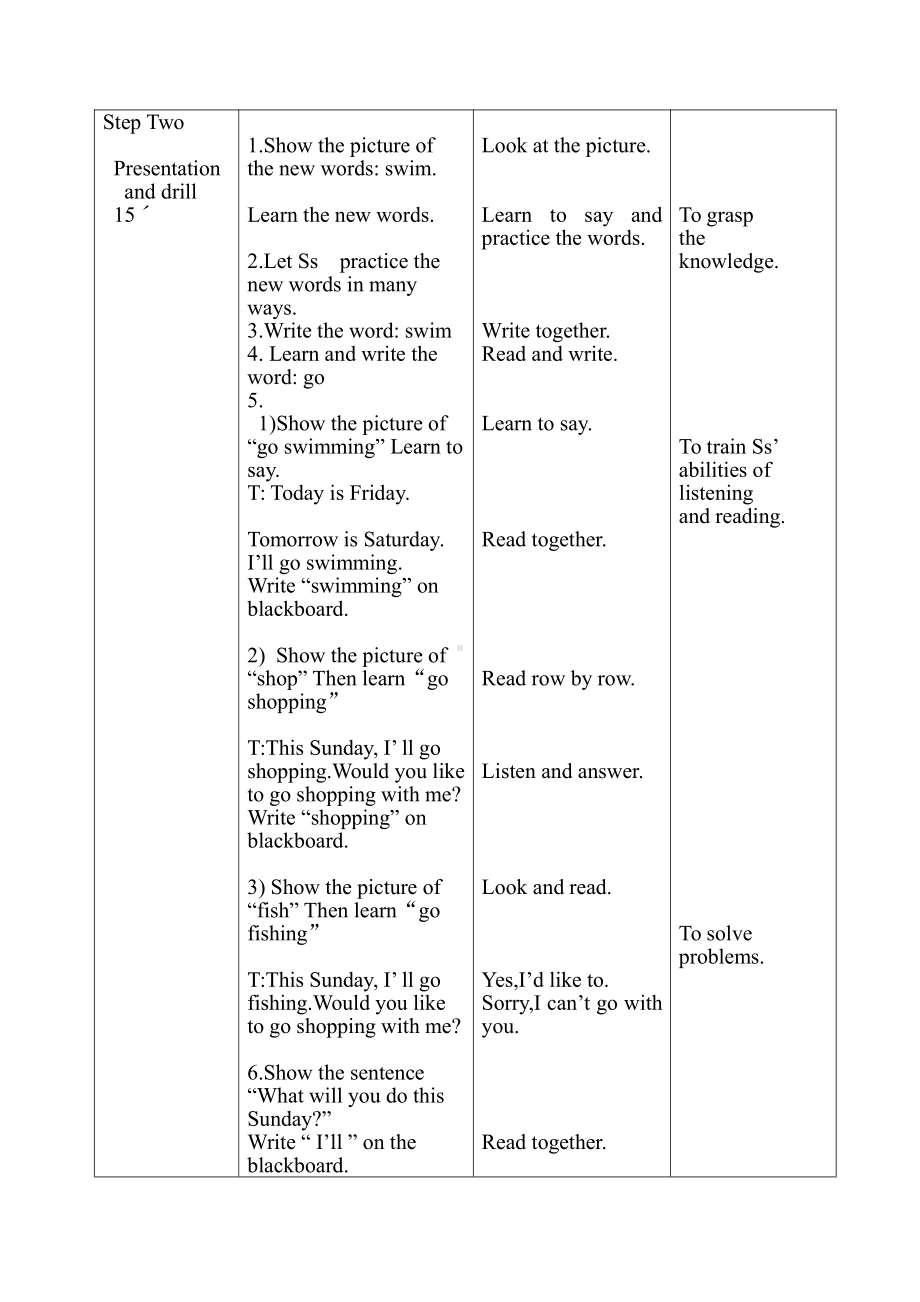 人教精通版四下Unit 5 What will you do this weekend -Lesson 29-教案、教学设计--(配套课件编号：6067f).doc_第2页