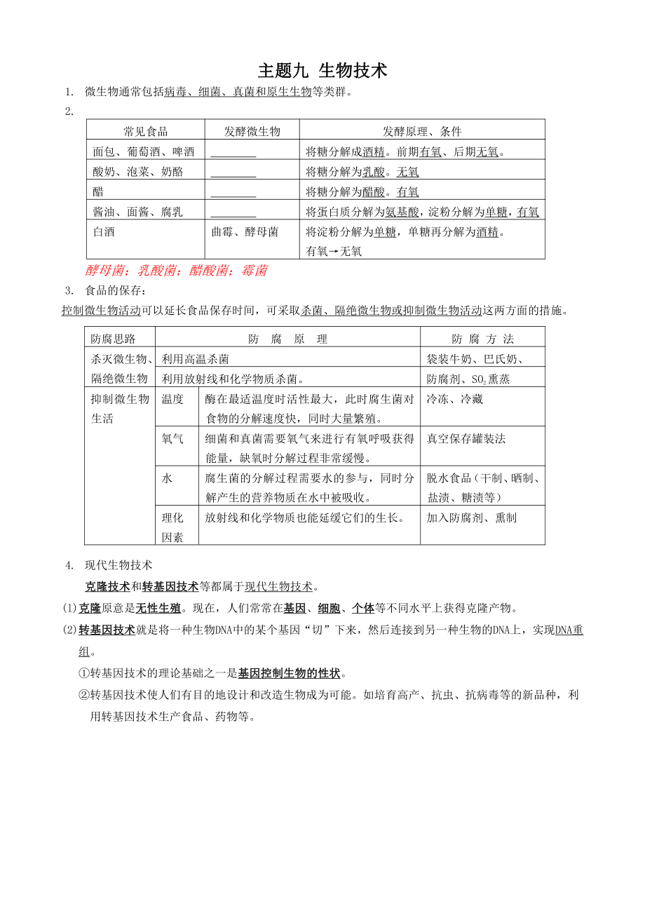 北京延庆区中考生物复习09主题九《生物技术》.docx_第1页