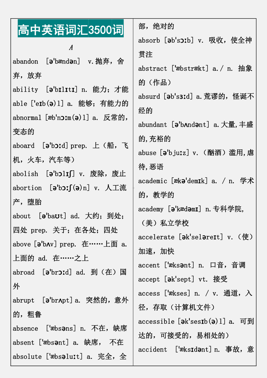 1-高中英语词汇大全3500词(必背).doc_第1页