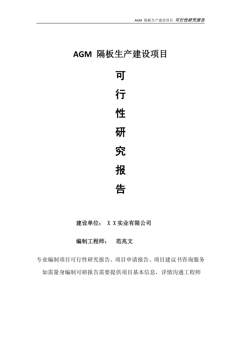 AGM 隔板生产项目可行性研究报告-完整可修改版.doc_第1页