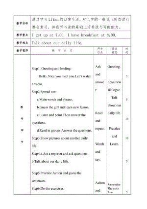 人教精通版六年级下册Unit 4 General Revision 1-Task 1-2-教案、教学设计-公开课-(配套课件编号：c0b62).doc