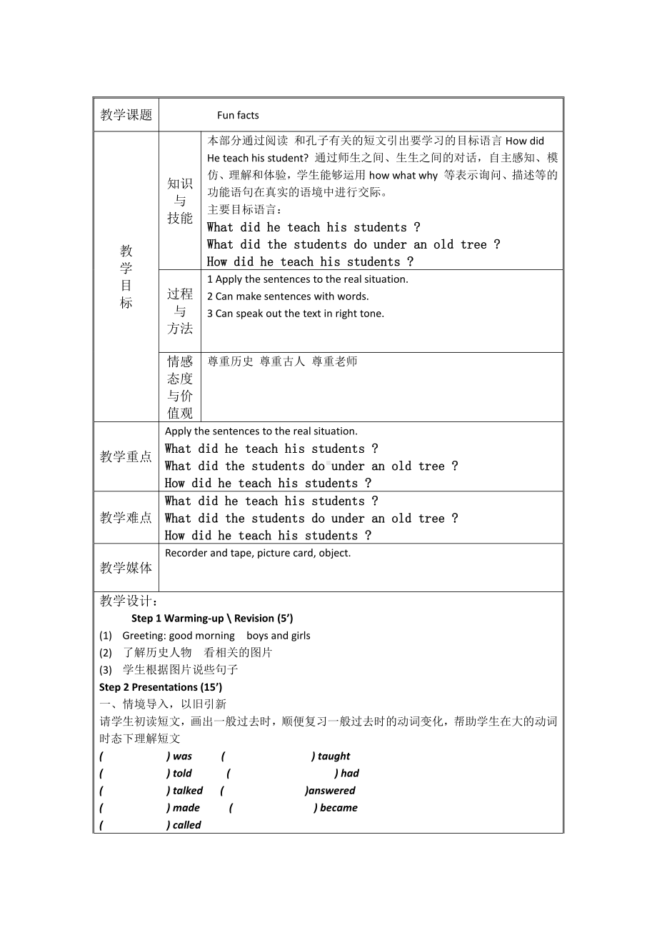 人教精通版六年级下册Unit 1 I went to Sanya for my holidays.-Lesson 6-教案、教学设计--(配套课件编号：72787).doc_第1页