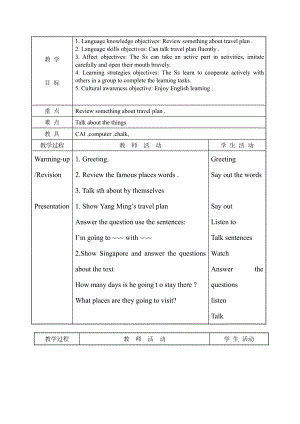 人教精通版六年级下册Unit 6 General Revision 3-Task 1-2-教案、教学设计-公开课-(配套课件编号：d054a).doc