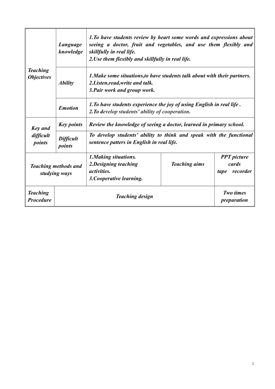 人教精通版六年级下册Unit 5 General Revision 2-Task 9-10-教案、教学设计--(配套课件编号：40879).doc_第1页