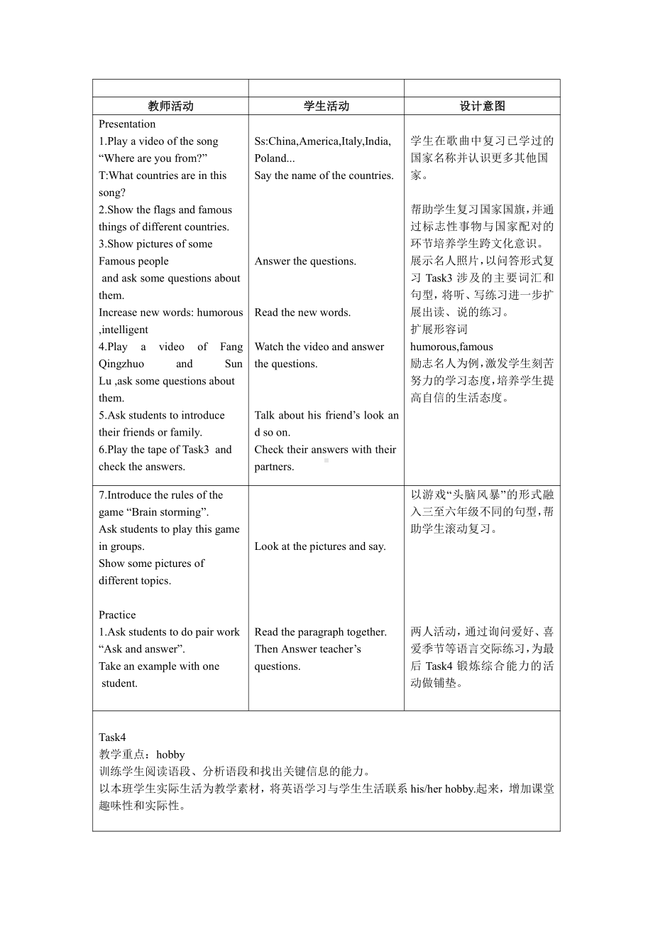 人教精通版六年级下册Unit 4 General Revision 1-Task 3-4-教案、教学设计-公开课-(配套课件编号：b0429).doc_第2页