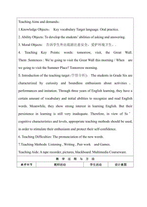 人教精通版六年级下册Unit 3 We are going to travel.-Lesson 15-教案、教学设计-省级优课-(配套课件编号：65585).docx